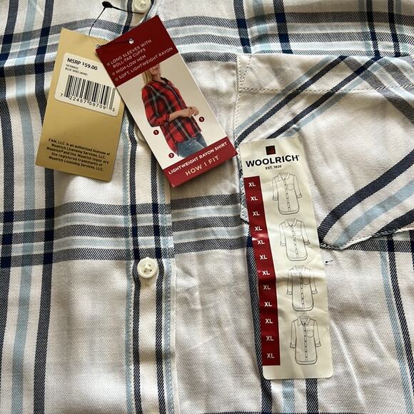 Woolrich White & Blue Plaid Blouse various sizes - Picture 10 of 12